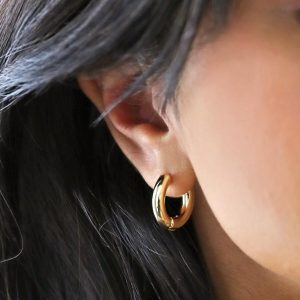 Earrings | Medium Chunky Hoop Earrings in Gold – Womens Earrings Earrings