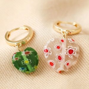 Earrings | Millefiori Colourful Heart Bead Huggie Hoop Earrings – Womens Earrings Earrings