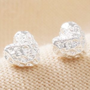 Earrings | Molten Heart Stud Earrings in Silver – Womens Earrings Earrings