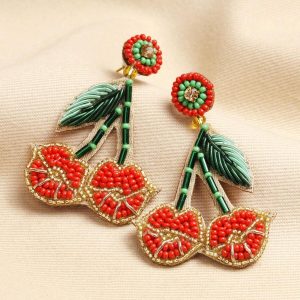 Earrings | My Doris Cherry Kiss Beaded Drop Earrings – Womens Earrings Earrings