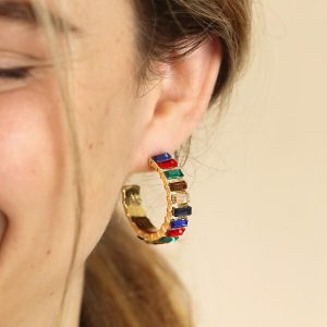 Earrings | My Doris Large Rainbow Hoop Earrings in Gold – Womens Earrings Earrings