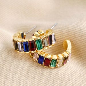 Earrings | My Doris Medium Rainbow Hoop Earrings in Gold – Womens Earrings Earrings