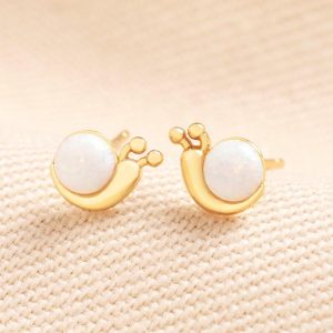 Earrings | Opal Snail Stud Earrings in Gold – Womens Earrings Earrings