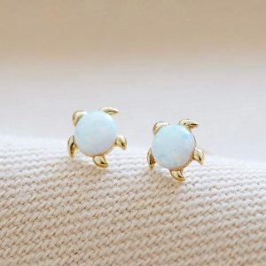 Earrings | Opal Stone Turtle Stud Earring in Gold – Womens Earrings Earrings