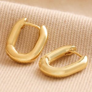 Earrings | Oval Huggie Hoop Earrings in Gold – Womens Earrings Earrings