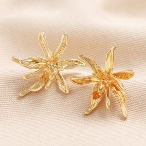 Earrings | Oversized Sea Flower Stud Earrings in Gold – Womens Earrings Earrings