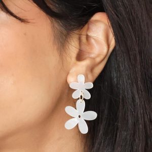 Earrings | Pearlescent Acrylic Flower Drop Earrings – Womens Earrings Earrings