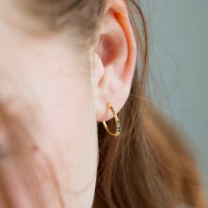 Earrings | Rainbow Crystal Hoop Earrings in Gold – Womens Earrings Earrings