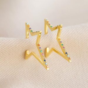 Earrings | Rainbow Crystal Star Outline Hoop Earrings – Womens Earrings Earrings