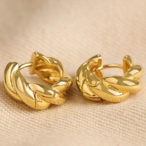 Earrings | Rope Huggie Hoop Earrings in Gold – Womens Earrings Earrings