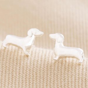 Earrings | Sausage Dog Stud Earrings in Silver – Womens Earrings Earrings