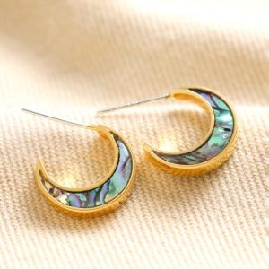 Earrings | Shell Crescent Moon Hoop Earrings in Gold – Womens Earrings Earrings