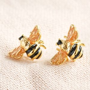 Earrings | Small Bee Stud Earrings in Gold Gold – Womens Earrings Earrings