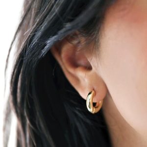 Earrings | Small Chunky Huggie Hoop Earrings in Gold – Womens Earrings Earrings