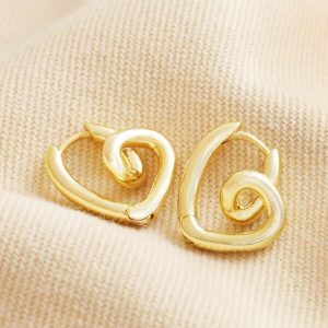 Earrings | Small Scribble Heart Hoop Earrings in Gold – Womens Earrings Earrings