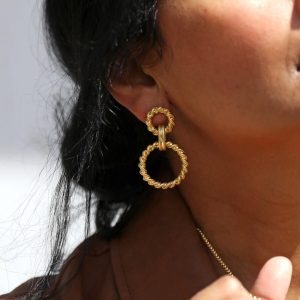 Earrings | Statement Antique Effect Gold Rope Drop Earrings – Womens Earrings Earrings