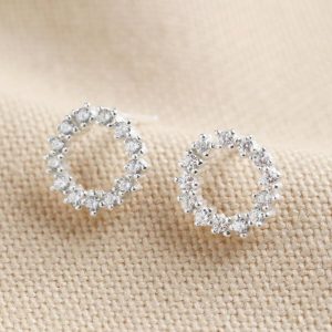 Earrings | Sterling Silver Crystal Circle Stud Earrings – Womens Earrings Earrings