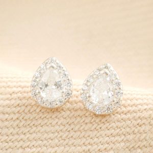 Earrings | Sterling Silver Crystal Teardrop Stud Earrings – Womens Earrings Earrings