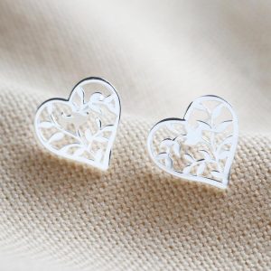 Earrings | Sterling Silver Family Tree Heart Stud Earrings – Womens Earrings Earrings