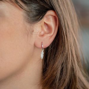 Earrings | Sterling Silver Feather Charm Hoop Earrings – Womens Earrings Earrings