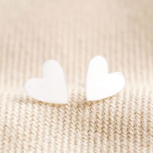 Earrings | Sterling Silver Heart Stud Earrings – Womens Earrings Earrings