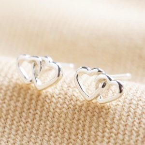 Earrings | Sterling Silver Interlocking Heart Stud Earrings – Womens Earrings Earrings