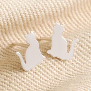 Earrings | Sterling Silver Shiny Cat Stud Earrings – Womens Earrings Earrings