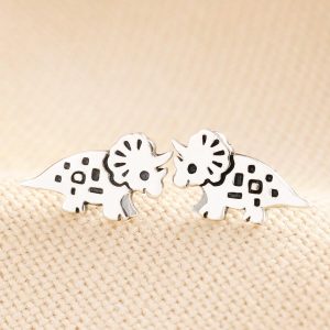 Earrings | Sterling Silver Triceratops Dinosaur Stud Earrings – Womens Earrings Earrings