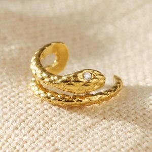 Earrings | Tiny Gold Sterling Silver Snake Ear Cuff Gold – Womens Earrings Earrings