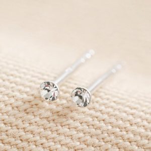 Earrings | Tiny Sterling Silver Crystal Stud Earrings – Womens Earrings Earrings