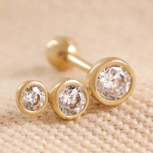 Earrings | Tish Lyon Solid Gold Crystal Bubble Barbell – Womens Earrings Earrings