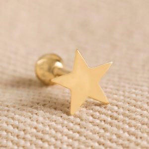 Earrings | Tish Lyon Solid Gold Star Barbell – Womens Earrings Earrings