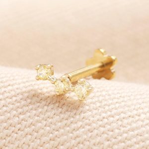 Earrings | Tish Lyon Solid Gold Triple Champagne Crystal Helix Earring – Womens Earrings Earrings