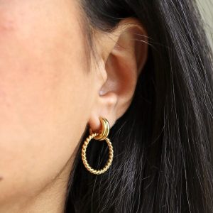 Earrings | Twisted Rope Drop Earrings in Gold – Womens Earrings Earrings