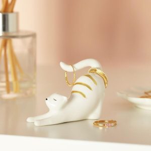 Jewellery Storage | Ceramic Stretching Cat Ring Holder – Womens Jewellery Jewellery Storage