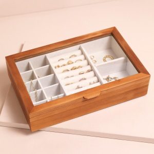 Jewellery Storage | Large Glass Top Wooden Jewellery Box – Womens Jewellery Jewellery Storage