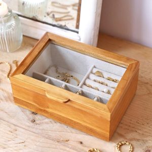 Jewellery Storage | Medium Glass Top Wooden Jewellery Box – Womens Jewellery Jewellery Storage