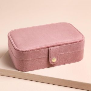 Jewellery Storage | Rose Pink Velvet Rectangular Travel Jewellery Case – Womens Jewellery Jewellery Storage