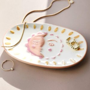 Jewellery Storage | Sun and Moon Face Ceramic Trinket Dish – Womens Jewellery Jewellery Storage