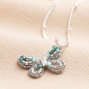 Necklaces | Beaded Butterfly Pendant Necklace in Silver – Womens Jewellery Necklaces