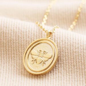 Necklaces | Bee Oval Disc Pendant Necklace in Gold – Womens Jewellery Necklaces