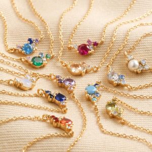 Necklaces | Birthstone Cluster Necklace in Gold – Womens Jewellery Necklaces