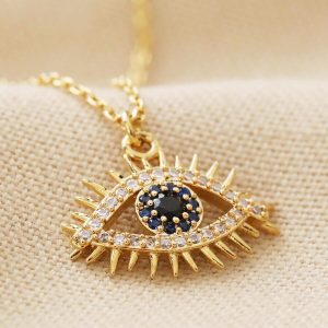 Necklaces | Blue Crystal Eye Pendant Necklace in Gold – Womens Jewellery Necklaces