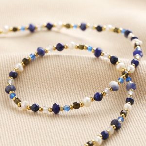 Necklaces | Blue Semi-Precious Stone Bead Necklace in Gold – Womens Jewellery Necklaces