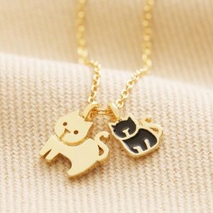 Necklaces | Cat and Kitten Pendant Necklace in Gold – Womens Jewellery Necklaces