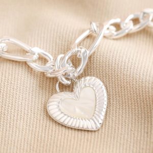 Necklaces | Chunky Figaro Chain and Shell Heart Pendant Necklace in Silver – Womens Jewellery Necklaces