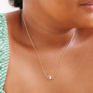 Necklaces | Clear Crystal Eye Charm Necklace in Gold – Womens Jewellery Necklaces