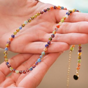 Necklaces | Colourful Mixed Beads Necklace in Gold – Womens Jewellery Necklaces