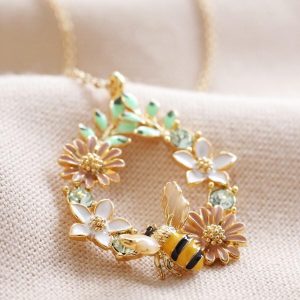 Necklaces | Crystal Flower and Bee Droplet Necklace – Womens Jewellery Necklaces