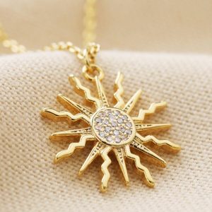 Necklaces | Crystal Sunshine Pendant Necklace in Gold – Womens Jewellery Necklaces